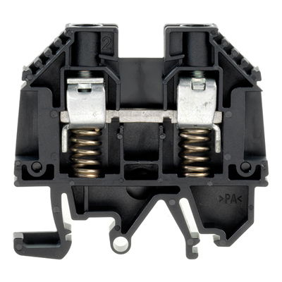 Durchgangs-Reihenklemme, Schraubanschluss, schwarz, 10 mm², 57 A, 690 V, Anzahl Anschlüsse: 2
