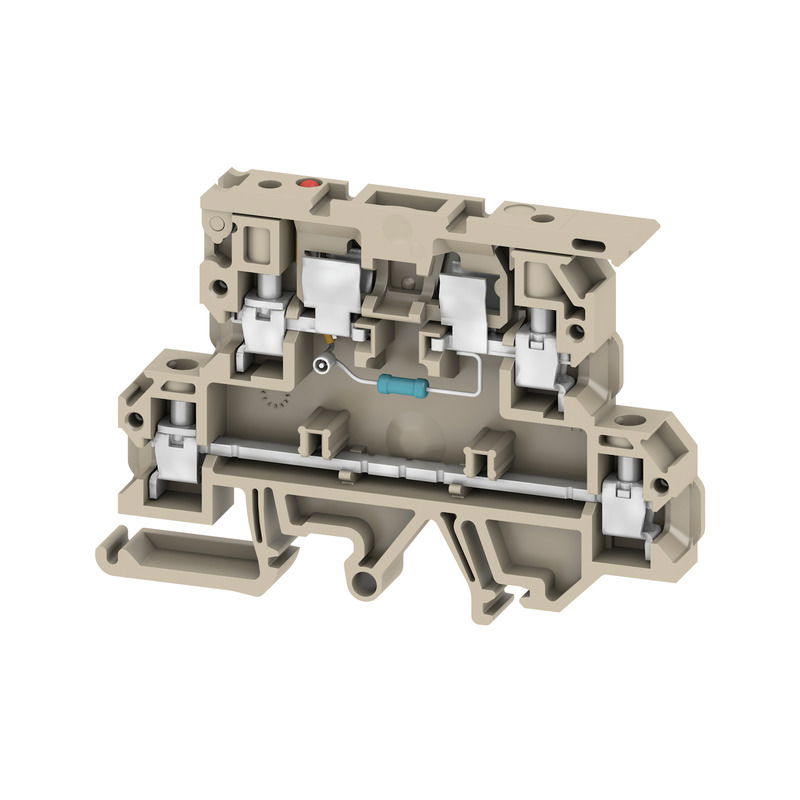 Sicherungs-Reihenklemme, Schraubanschluss, dunkelbeige, 4 mm², 6.3 A, 36 V, Anzahl Anschlüsse: 4, Anzahl der Etagen: 2, TS 32, TS 35