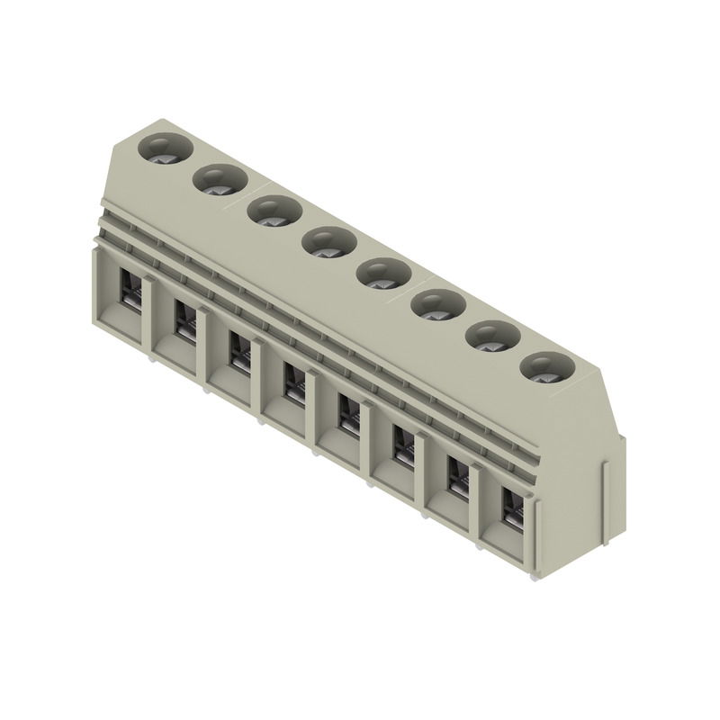 Leiterplattenklemme, 690 V, 76 A, Raster in mm: 10.16, 16 mm², Polzahl: 8, Zugbügelanschluss, THT-Lötanschluss, 90°, Box