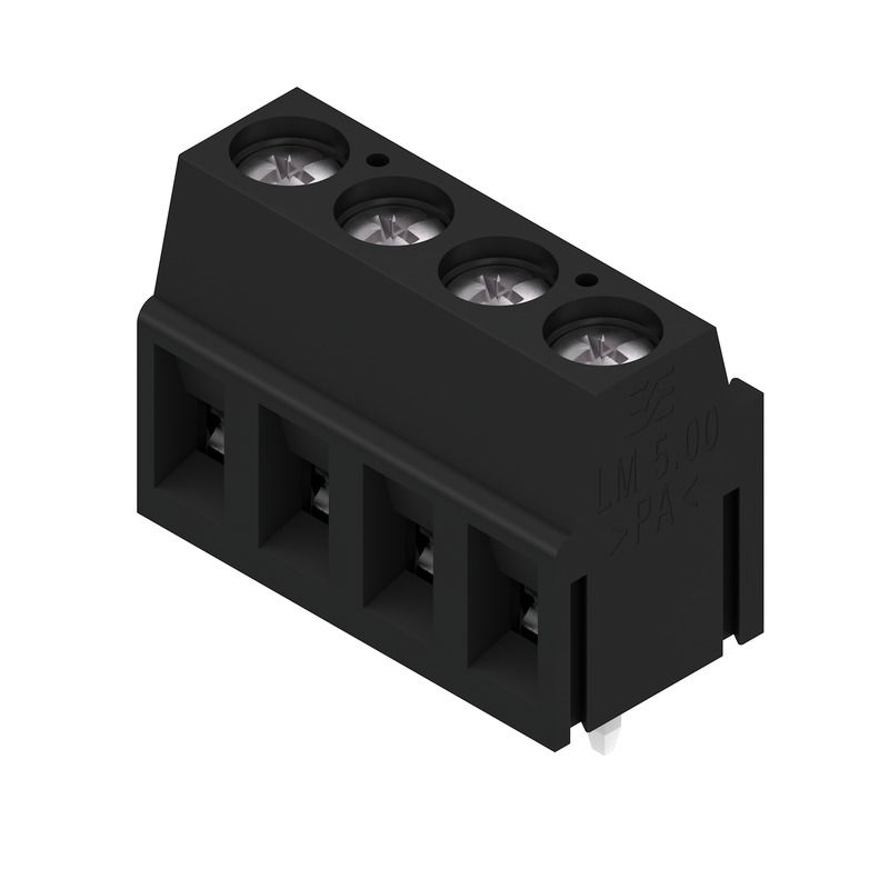 Leiterplattenklemme, 320 V, 17.5 A, Raster in mm: 5.00, 2.5 mm², Polzahl: 4, Zugbügelanschluss, THT-Lötanschluss, 90°, Box