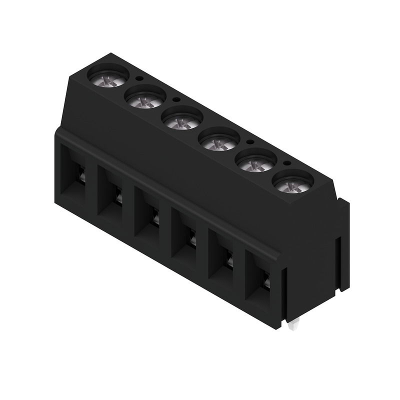 Leiterplattenklemme, 320 V, 17.5 A, Raster in mm: 5.00, 2.5 mm², Polzahl: 6, Zugbügelanschluss, THT-Lötanschluss, 90°, Box
