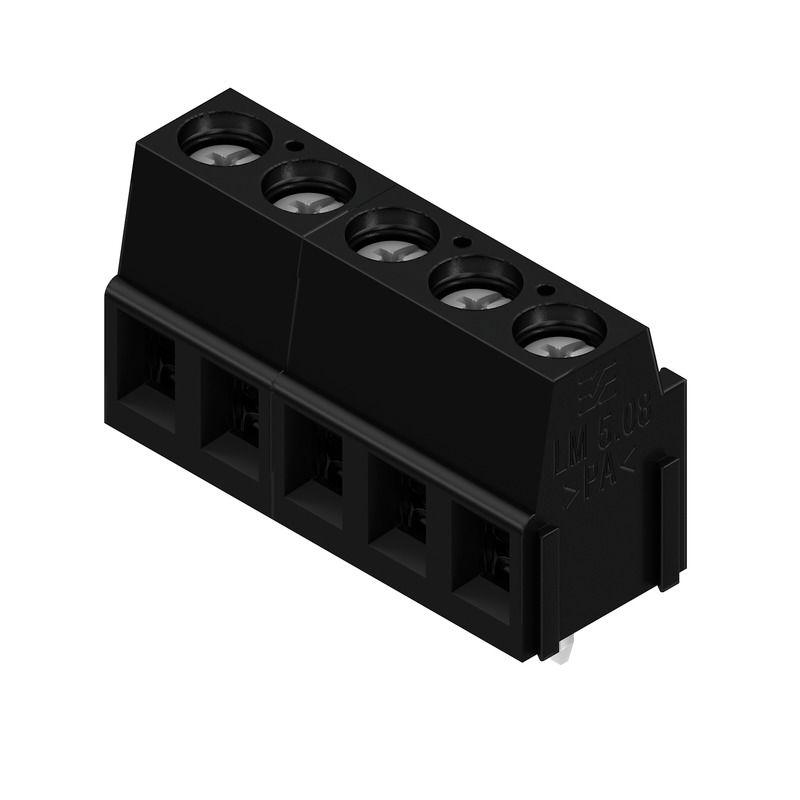 Leiterplattenklemme, 320 V, 17.5 A, Raster in mm: 5.08, 2.5 mm², Polzahl: 5, Zugbügelanschluss, THT-Lötanschluss, 90°, Box