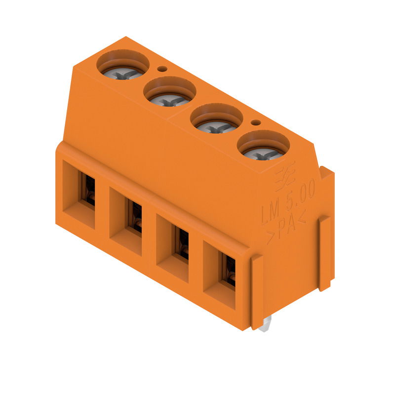 Leiterplattenklemme, 320 V, 17.5 A, Raster in mm: 5.08, 2.5 mm², Polzahl: 4, Zugbügelanschluss, THT-Lötanschluss, 90°, Box