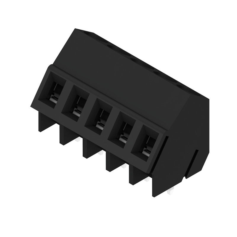 Leiterplattenklemme, 320 V, 17.5 A, Raster in mm: 5.08, 2.5 mm², Polzahl: 5, Zugbügelanschluss, THT-Lötanschluss, 135°, Box