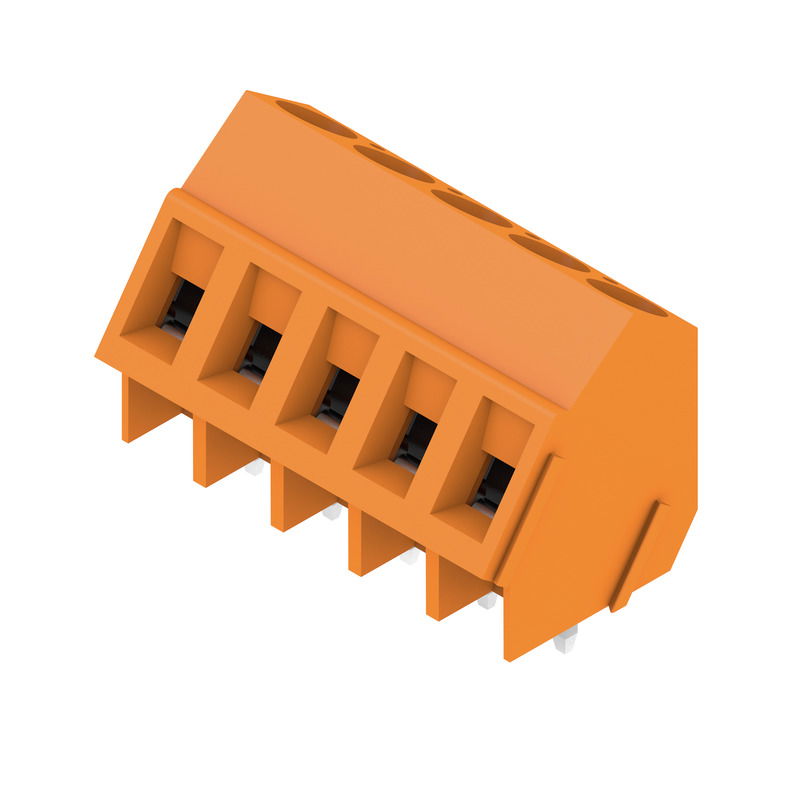 Leiterplattenklemme, 320 V, 17.5 A, Raster in mm: 5.08, 2.5 mm², Polzahl: 5, Zugbügelanschluss, THT-Lötanschluss, 135°, Box