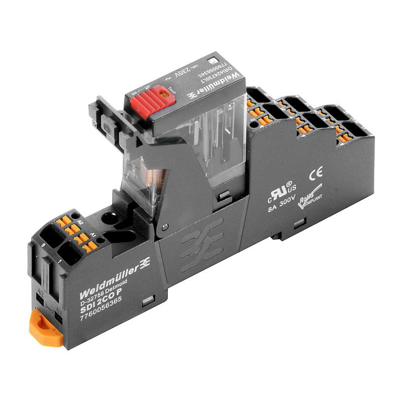 Modulo a relè, 24 V AC, LED rosso, 2 Contatto di scambio (AgSnO) , 250 V AC, 5 A, PUSH IN