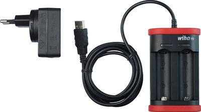 Wiha Ladegerät für Akku Typ 18500 Li-Ion mit USB und Eurostecker (41915)