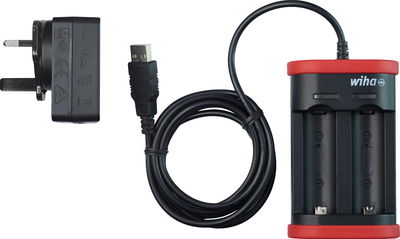 Wiha Ladegerät für Akku Typ 18500 Li-Ion mit USB und britischem Steckverbinder (42766)