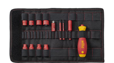 Wiha Schraubendreher und Steckschlüsseleinsatz 1/4" Set slimVario® electric gemischt 14-tlg. inkl. Falttasche (43467)