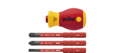 Wiha Schraubendreher mit Bithalter Set slimVario® electric Stubby 4-tlg. mit slimBits (41230)