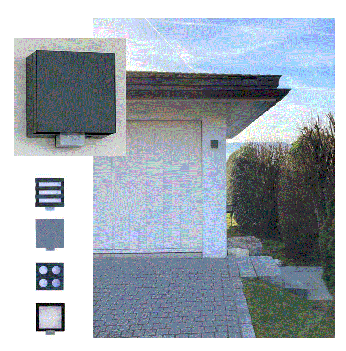 Sensor Wandleuchte PIR Würfel Cube C LED 9.5W 3000K IP65 grau – Bild 3 von 5