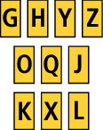 Señalizadores impresos semicortado WIC3-G,H,Y,Z,O,Q,J,K,X,L impresión en amarillo