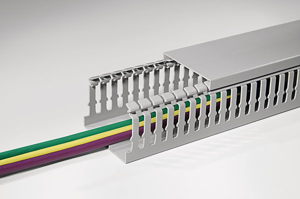 Canal de cableado 80x100 mm, sin halógenos, 2000 mm, gris