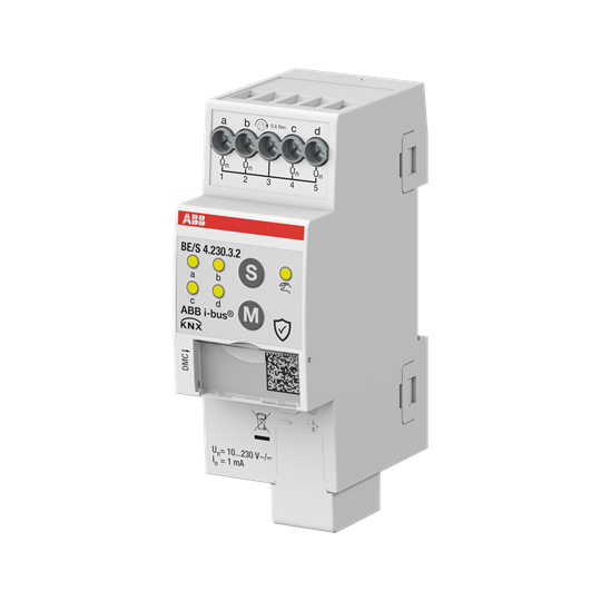 Entr.Bin.4can.10-230VAC/DC,contr.man.DIN