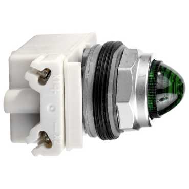 Luz piloto octogonal Ø 30, IP 66, verde, bombilla BA 9 s, 600 V, terminales