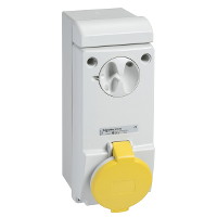 Toma UNIKA con interbloqueo 32A 2 polos, E 100-130 V IP44 50-60 HZ