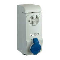 Toma UNIKA con interbloqueo 32A 3 polos, E 200-250 V IP44 50-60 HZ
