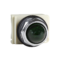 Luz piloto octogonal Ø 30, IP 66, verde, bombilla BA 9 s, 12 V, terminales