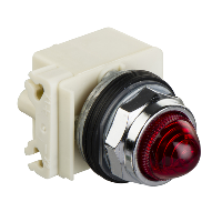 Luz piloto octogonal Ø 30, IP 66, rojo, bombilla BA 9 s, 12 V, terminales