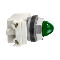 Luz piloto octogonal Ø 30, IP 66, verde, bombilla BA 9 s, 48 V, terminales