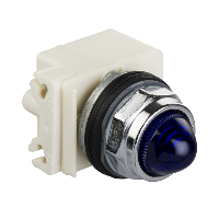 Luz piloto octogonal Ø 30, IP 66, azul, bombilla BA 9 s, 380 V, terminales