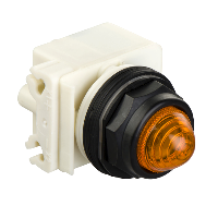 Luz piloto octogonal Ø 30, IP 66, ámbar, bombilla BA 9 s, 230 V, terminales