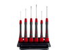 Wiha Juego de destornilladores de precisión PicoFinish® ranurados, Phillips, de 7 unid., incl. soporte (42990)
