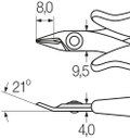 Wiha Alicates de corte diagonal Electronic con cabeza puntiaguda muy estrecha sin chaflán 128 mm, 5 1/8" (26812)