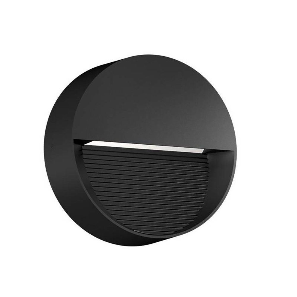 ZYKOS 8W IP65 Round Surface Mounted Wall light Black Asymmetric beam 2900K 400Lm