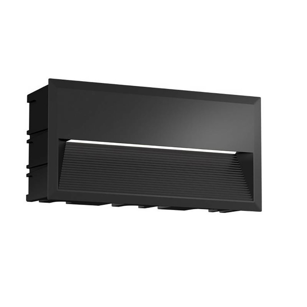 ZYKOS 5W IP65 Rectangular Recessed Wall light Black Asymmetric beam 2900K 220Lm
