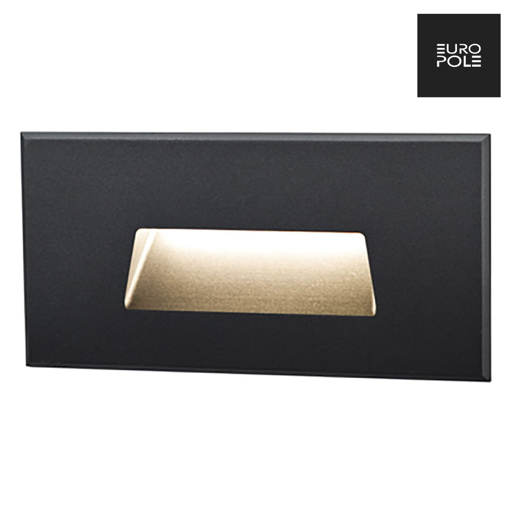 SET IN 2W fixed 120° IP67 Rectangle Recessed Wall light Black 3000K