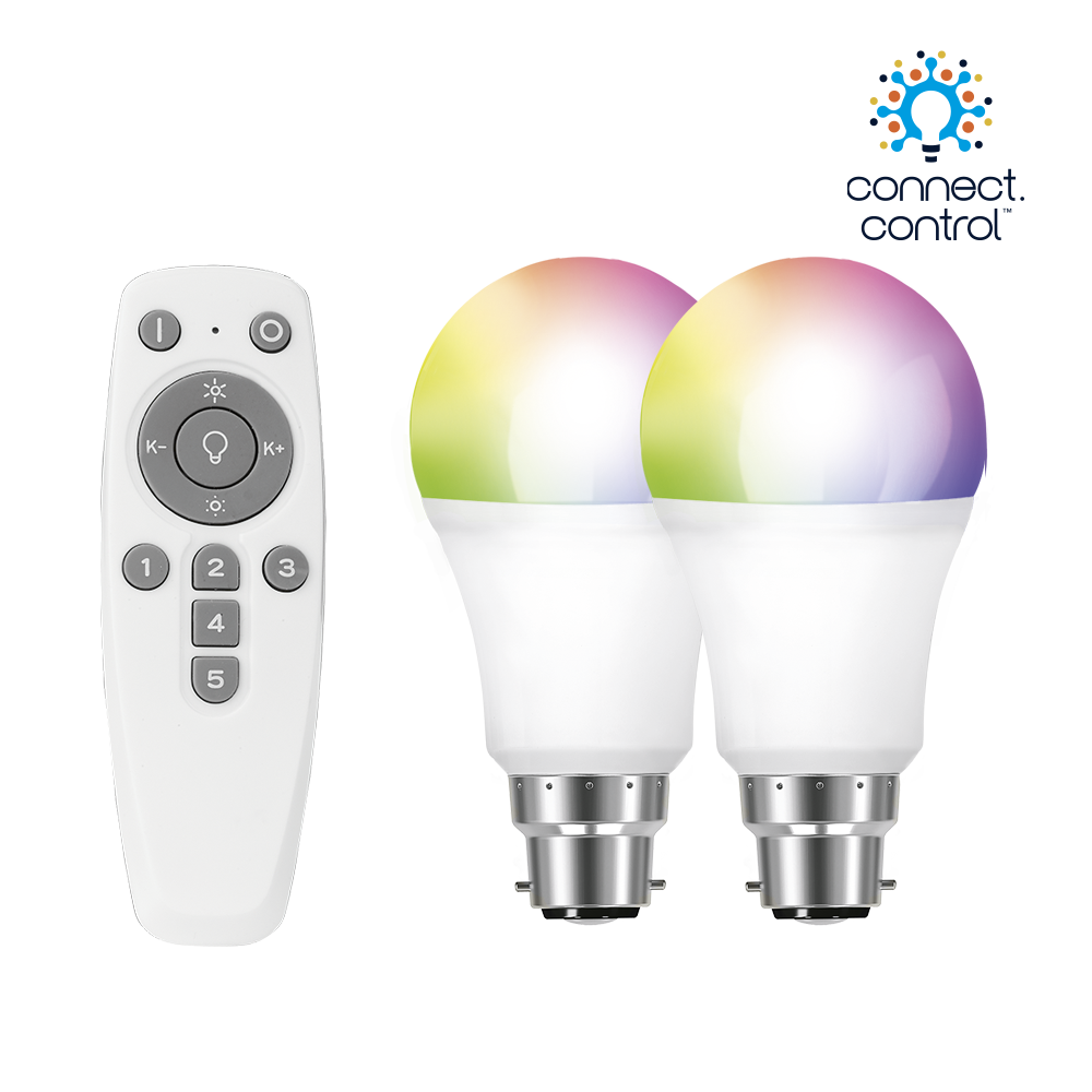 Aurora AOne™ connect.control™ x2 RGB+Tuneable White GLS B22 Lamp Starter Kit – Image 2 of 3