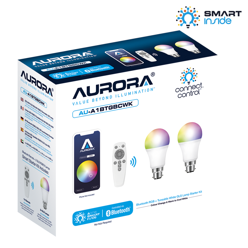 Aurora AOne™ connect.control™ x2 RGB+Tuneable White GLS B22 Lamp Starter Kit – Image 3 of 3