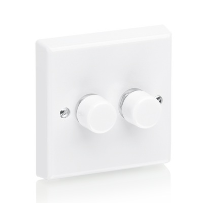 Aurora 2 Gang 2 Way Rotary Dimmer - Up to 400VA