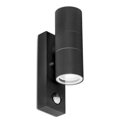 230V GU10 IP44 Up/Down PIR Wall Light Black