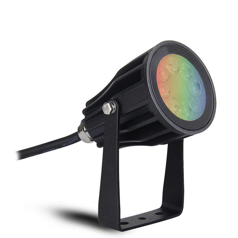 230V 6W LED IP65 Spike/Surface Spot Light Black RGB+W 2700-6500K