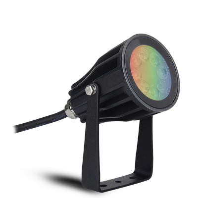 230V 6W LED IP65 Spike/Surface Spot Light Black RGB+W 2700-6500K