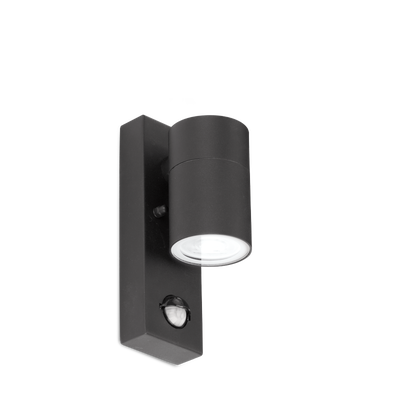 230V GU10 IP44 Down PIR Wall Light Black