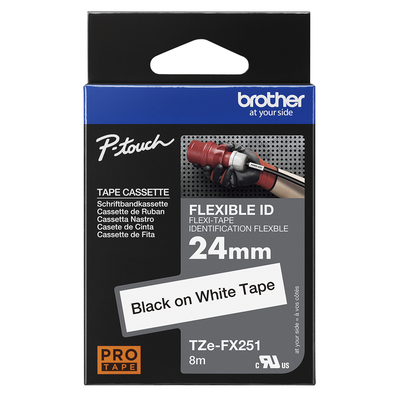Brother Pro Tape TZe-FX251 Flexible ID tape - Black on White, 24mm