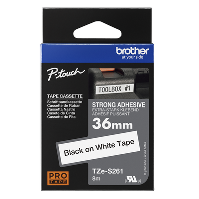 Brother Pro Tape TZe-S261 Strong adhesive tape - Black on White, 36mm