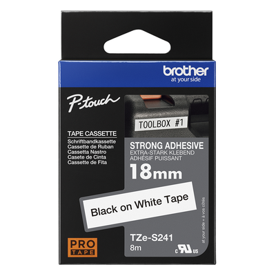 Brother Pro Tape TZe-S241 Strong adhesive tape - Black on White, 18mm