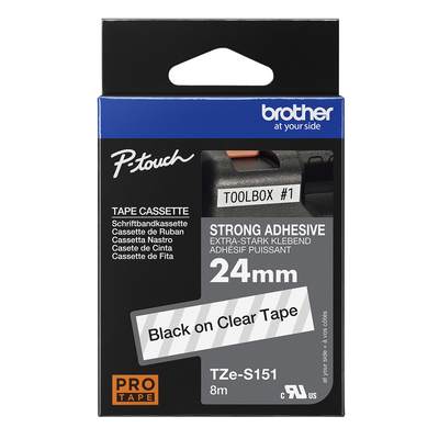 Brother Pro Tape TZe-S151 Strong adhesive tape - Black on Clear, 24mm