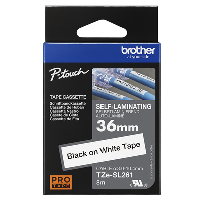 Brother Pro Tape TZe-SL261 Self laminating tape - Black on White, 36mm