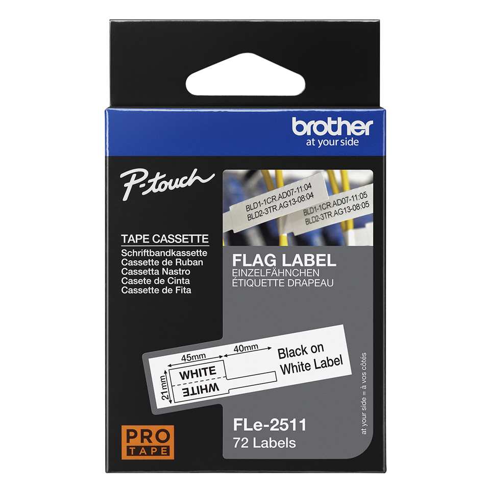 Brother Pro Tape FLe-2511 Flag tape - Black on White, 24mm – Image 2 of 2