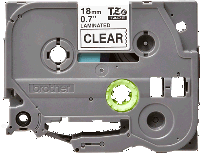 Brother laminated TZe tape - Black on Clear, 18mm