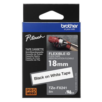 Brother Pro Tape TZe-FX241 Flexible ID tape - Black on White, 18mm