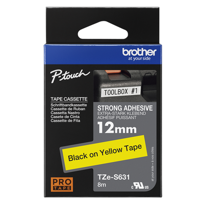 Brother Pro Tape TZe-S631 Strong adhesive tape - Black on Yellow, 12mm