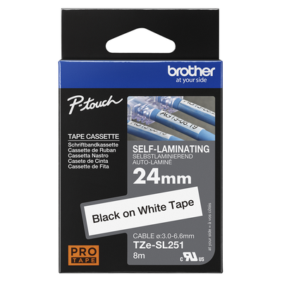 Brother Pro Tape TZe-SL251 Self laminating tape - Black on White, 24mm