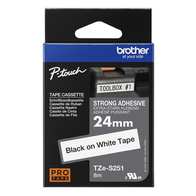 Brother Pro Tape TZe-S251 Strong adhesive tape - Black on White, 24mm