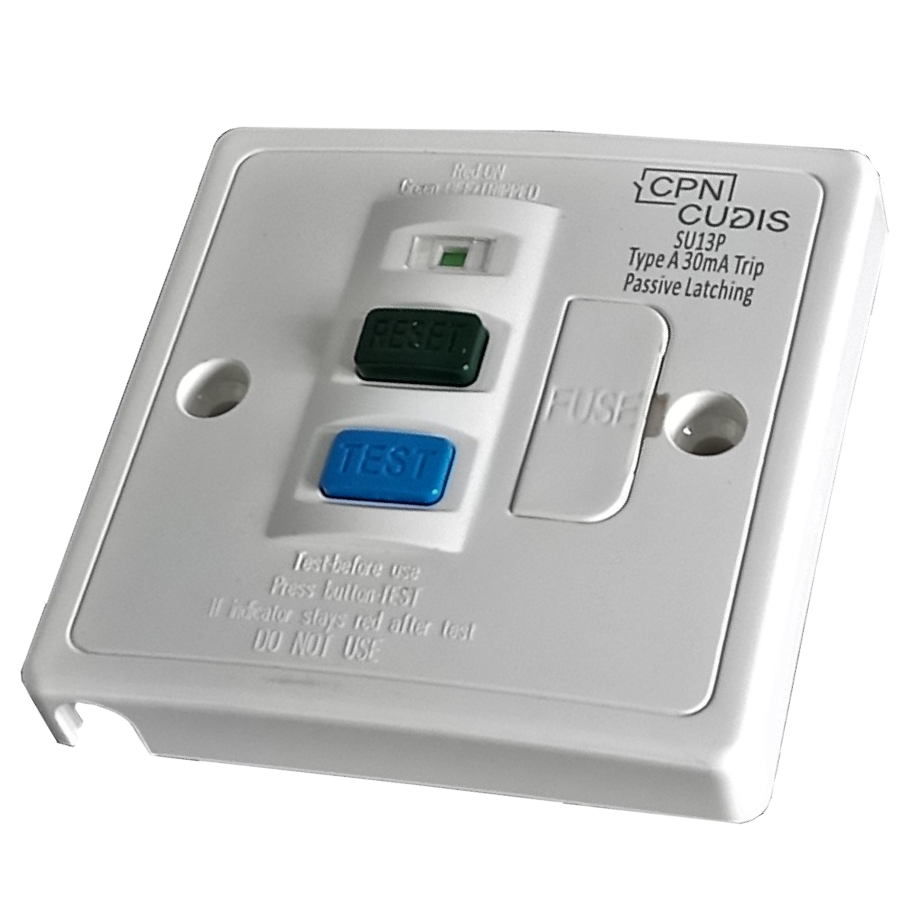 Plastic RCD Spur, 13A, 30mA, Type A, 1.5kA